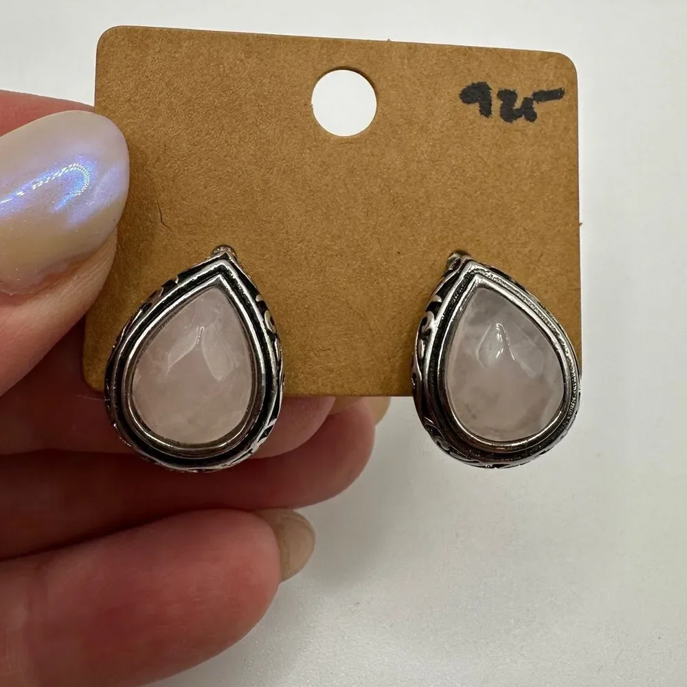 Sterling silver‎ and faceted pear shaped rose quartz stud earrings!